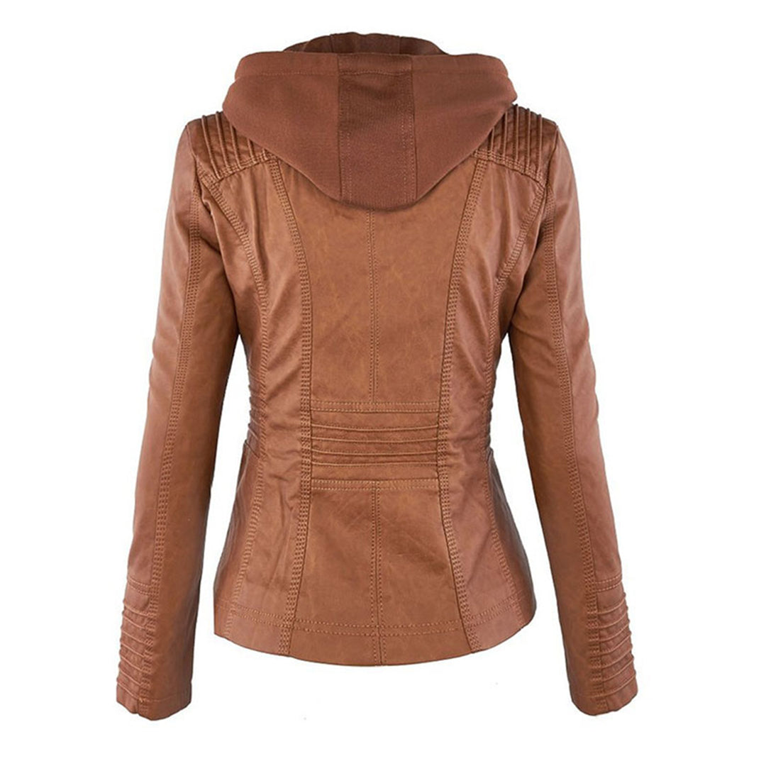 Women’s Hooded Zip-Front Moto-Style Jacket