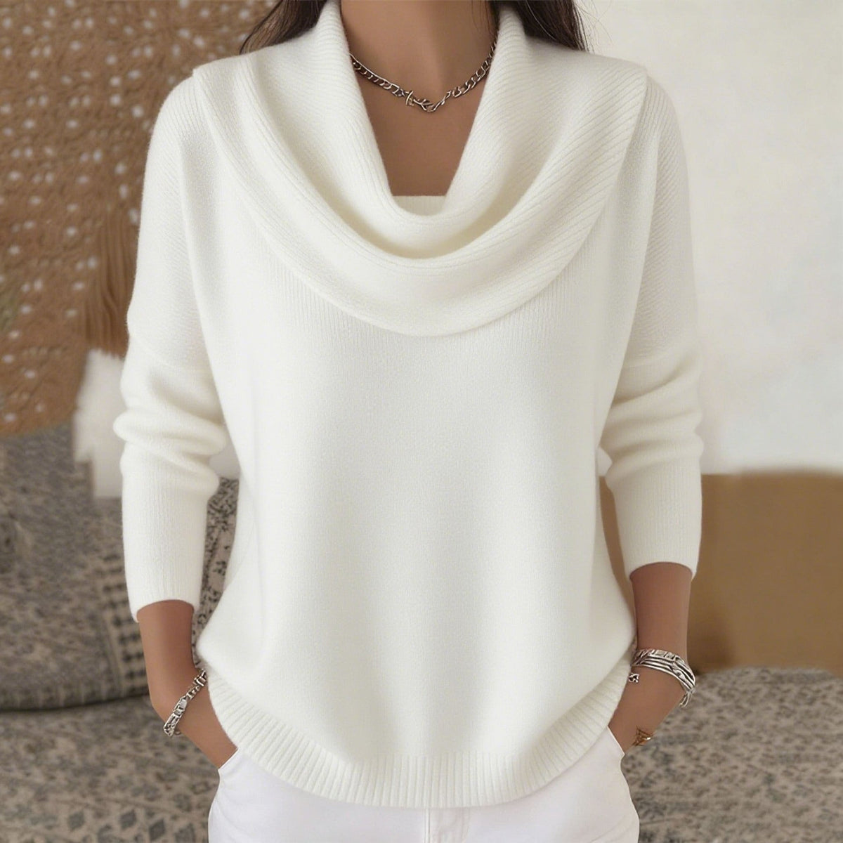 Margaret | Draped Cowl-Neck Sweater