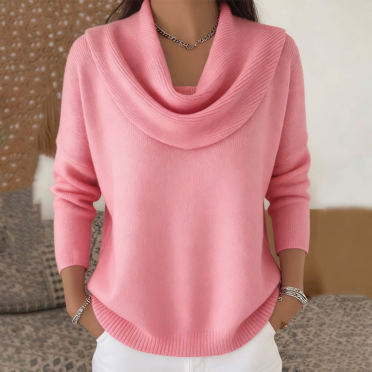 Margaret | Draped Cowl-Neck Sweater