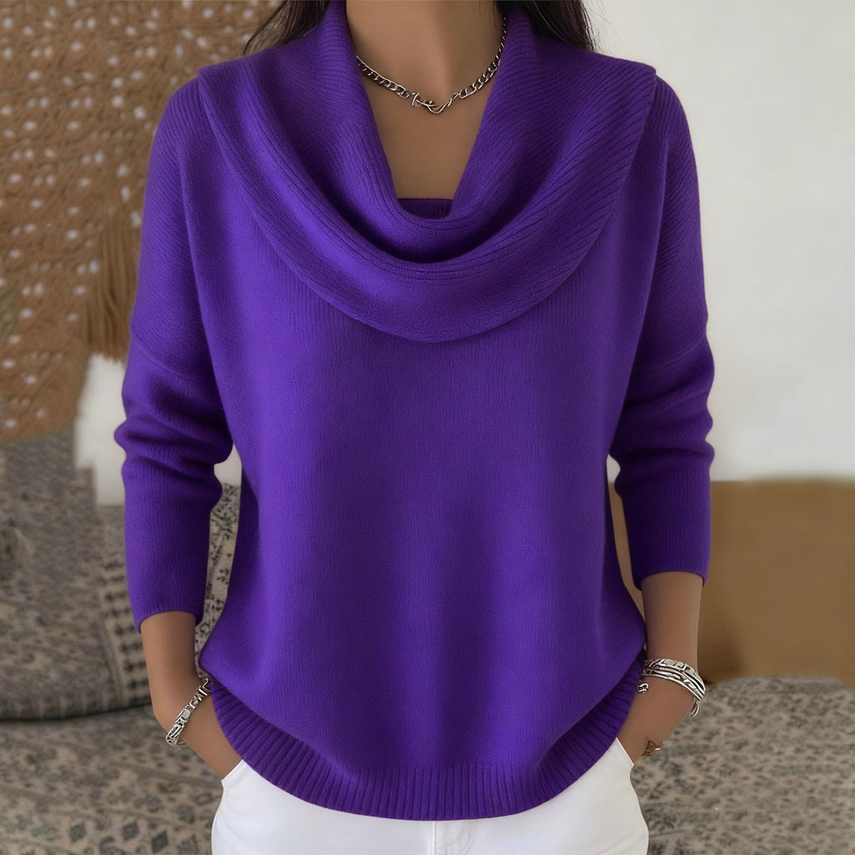 Margaret | Draped Cowl-Neck Sweater