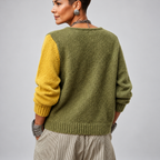 Women’s Cozy Asymmetrical Color Block Pullover Sweater