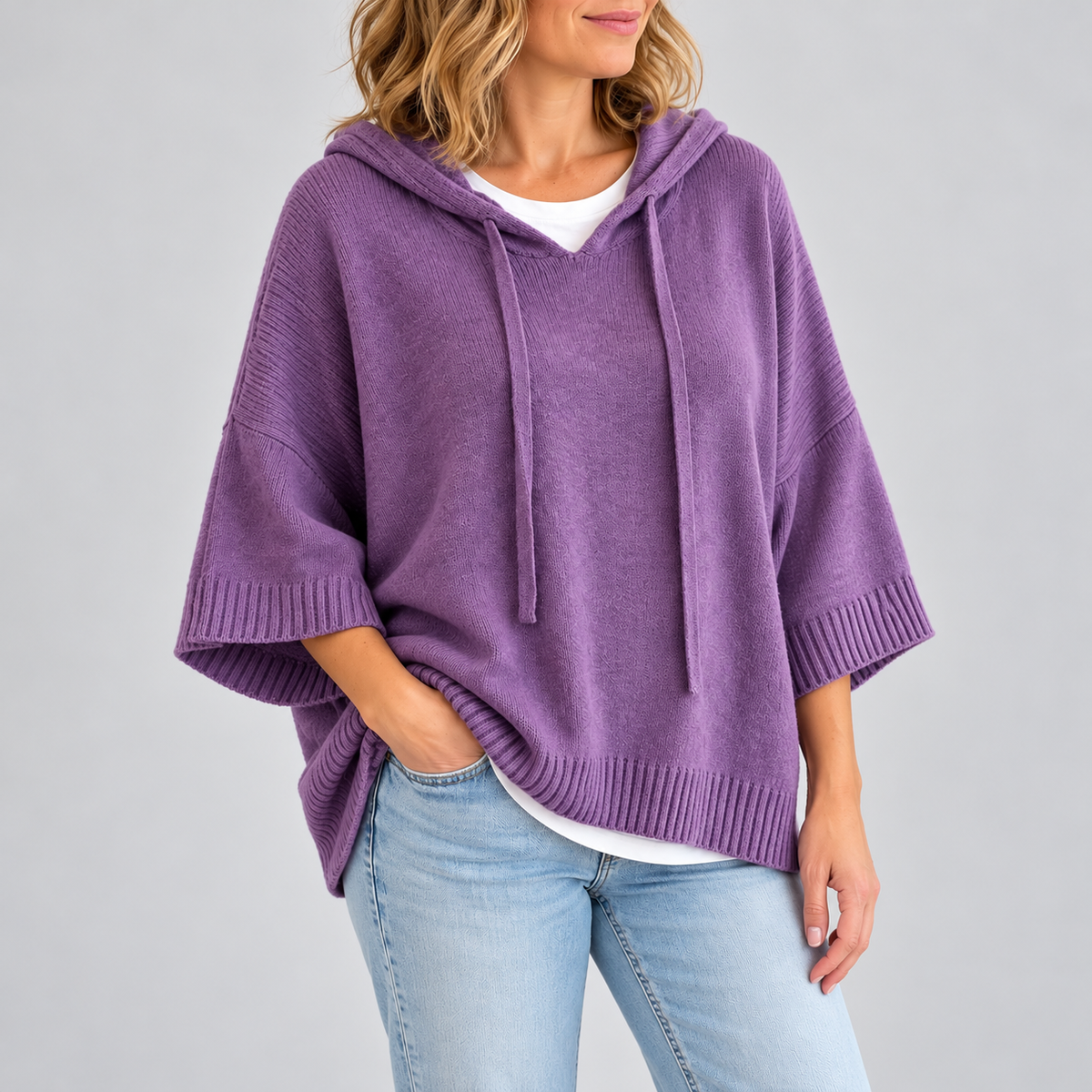 Mariette - Hooded Knit Poncho