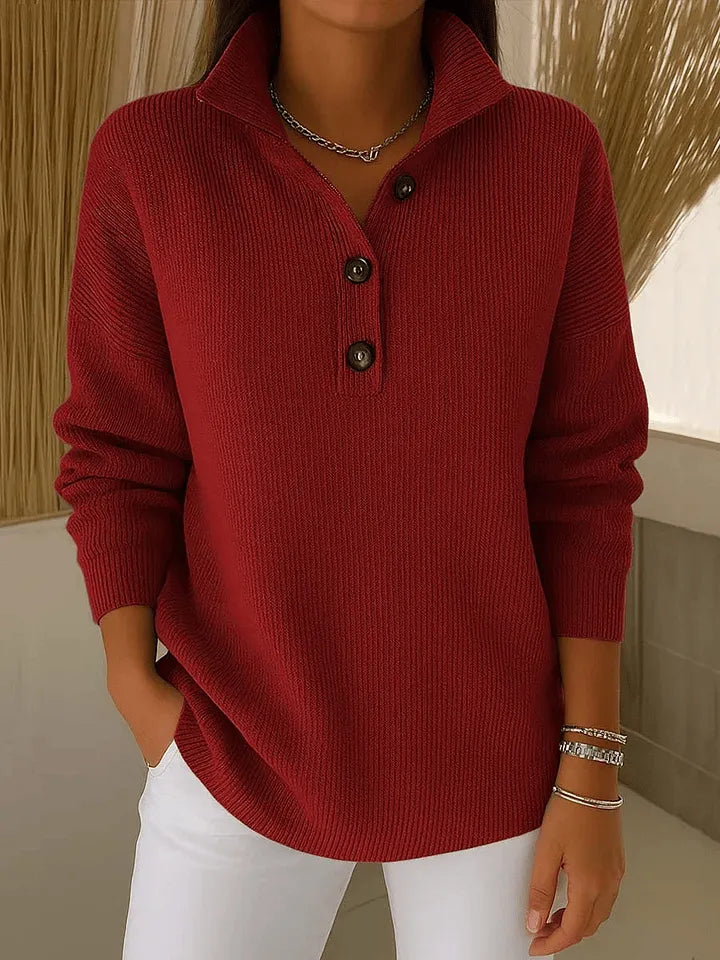 Kathleen | Button-Front Polo Sweater