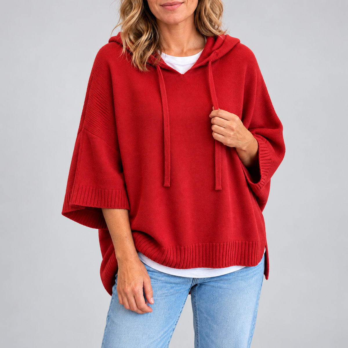 Mariette - Hooded Knit Poncho