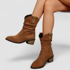 Brittany - Mid-Calf Pull Tab Detail Boots for Women
