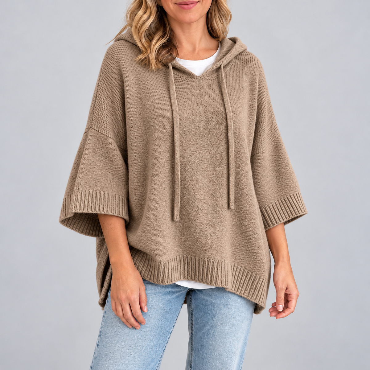 Mariette - Hooded Knit Poncho