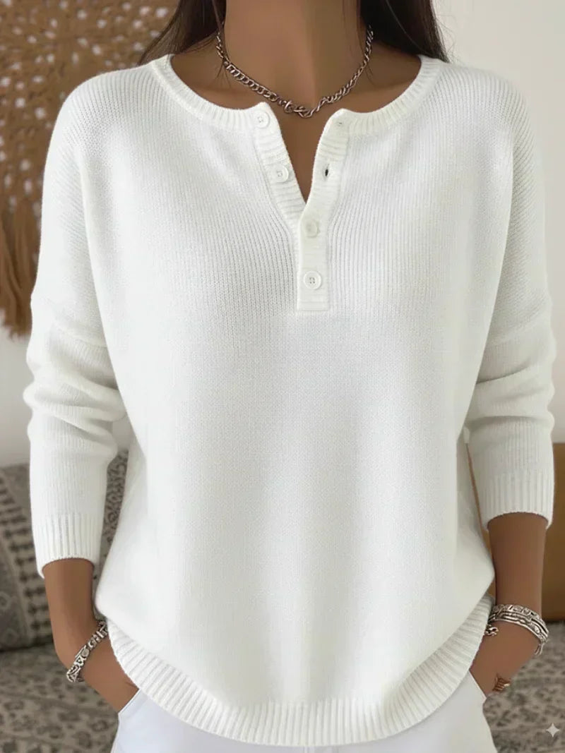 Susan | Button-Front Henley Sweater