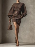 Harper | Textured Balloon-Sleeve Mini Dress