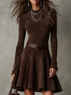 Meredith | Long-Sleeve Fit-and-Flare Mini Dress