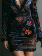 Elise | Floral Lace-Trim Mini Dress