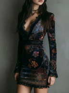 Elise | Floral Lace-Trim Mini Dress