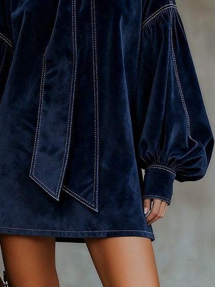 Trinidad | Bow-Neck Balloon-Sleeve Mini Dress