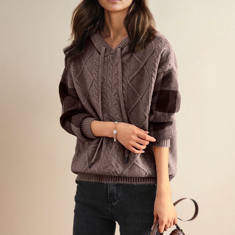 Lauren – Cable-Knit Hoodie Sweater