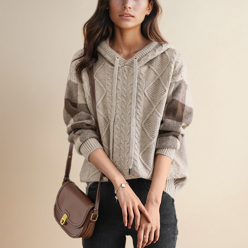 Lauren – Cable-Knit Hoodie Sweater