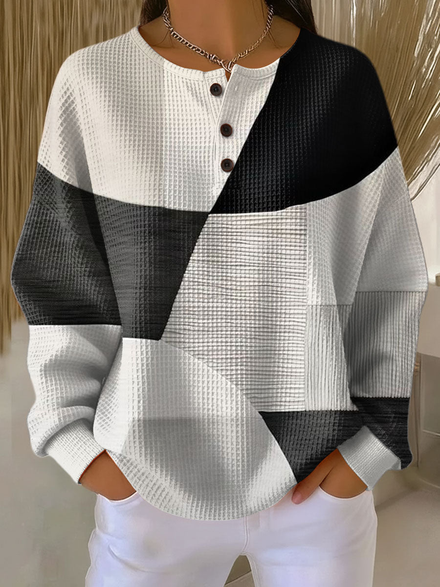Fenna – Black & White Patchwork Sweater