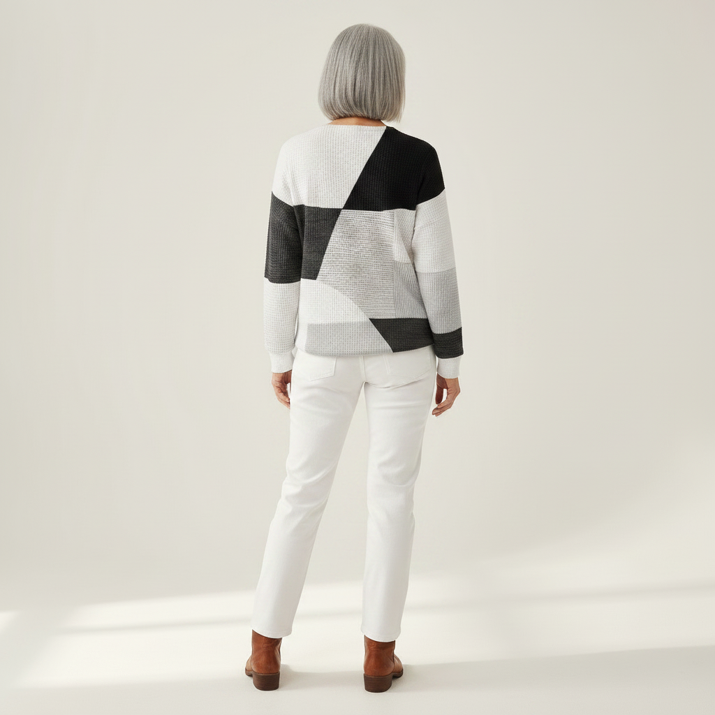 Fenna – Black & White Patchwork Sweater