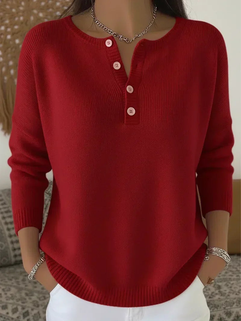 Susan | Button-Front Henley Sweater
