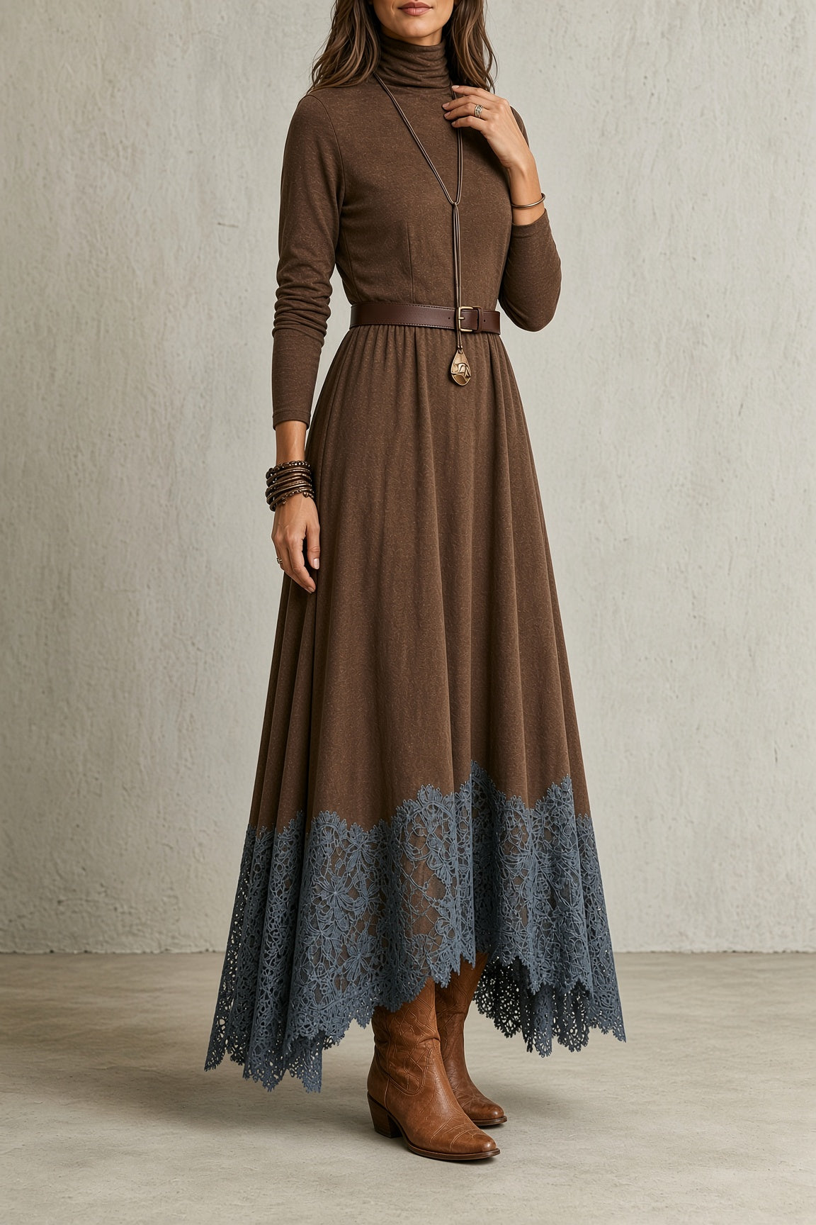Abigail | Lace-Hem Maxi Dress