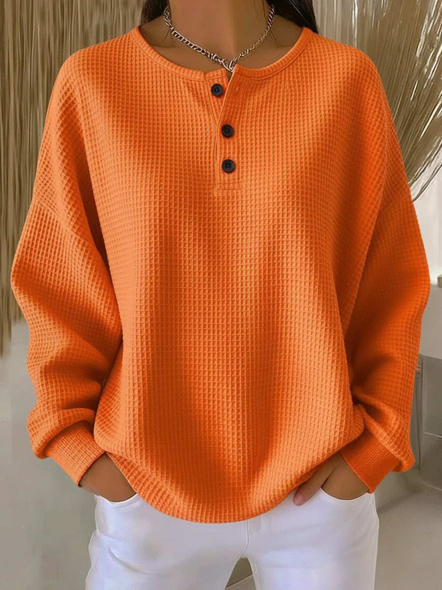 Iris – Solid Colour Waffle-Knit Sweater