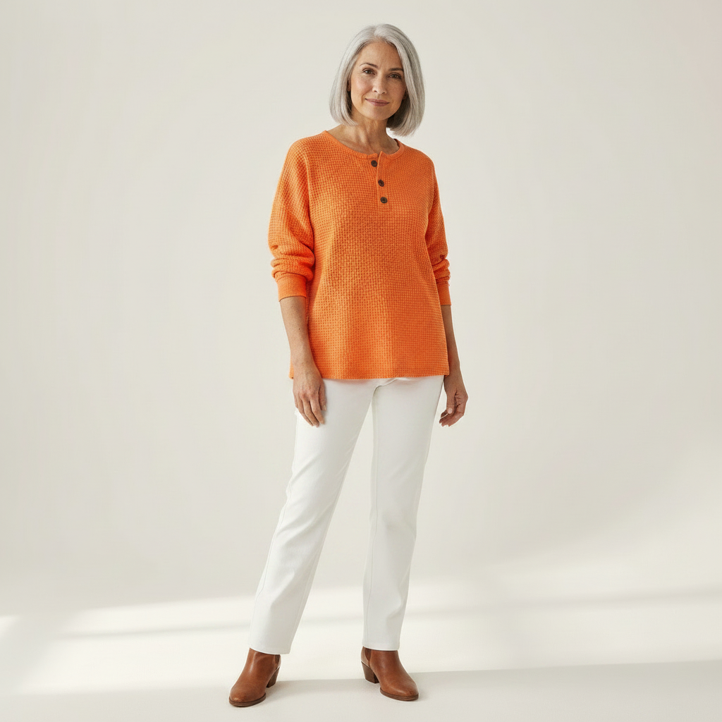 Iris – Solid Colour Waffle-Knit Sweater