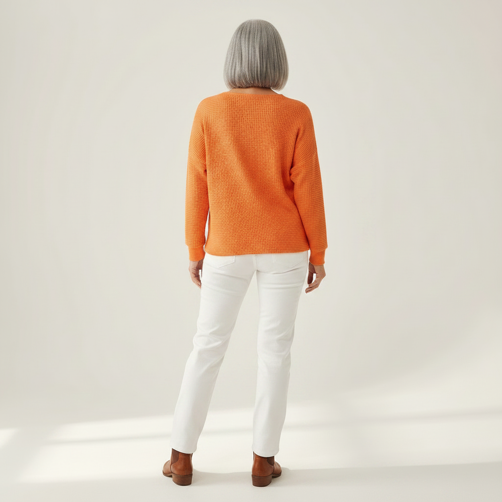 Iris – Solid Colour Waffle-Knit Sweater