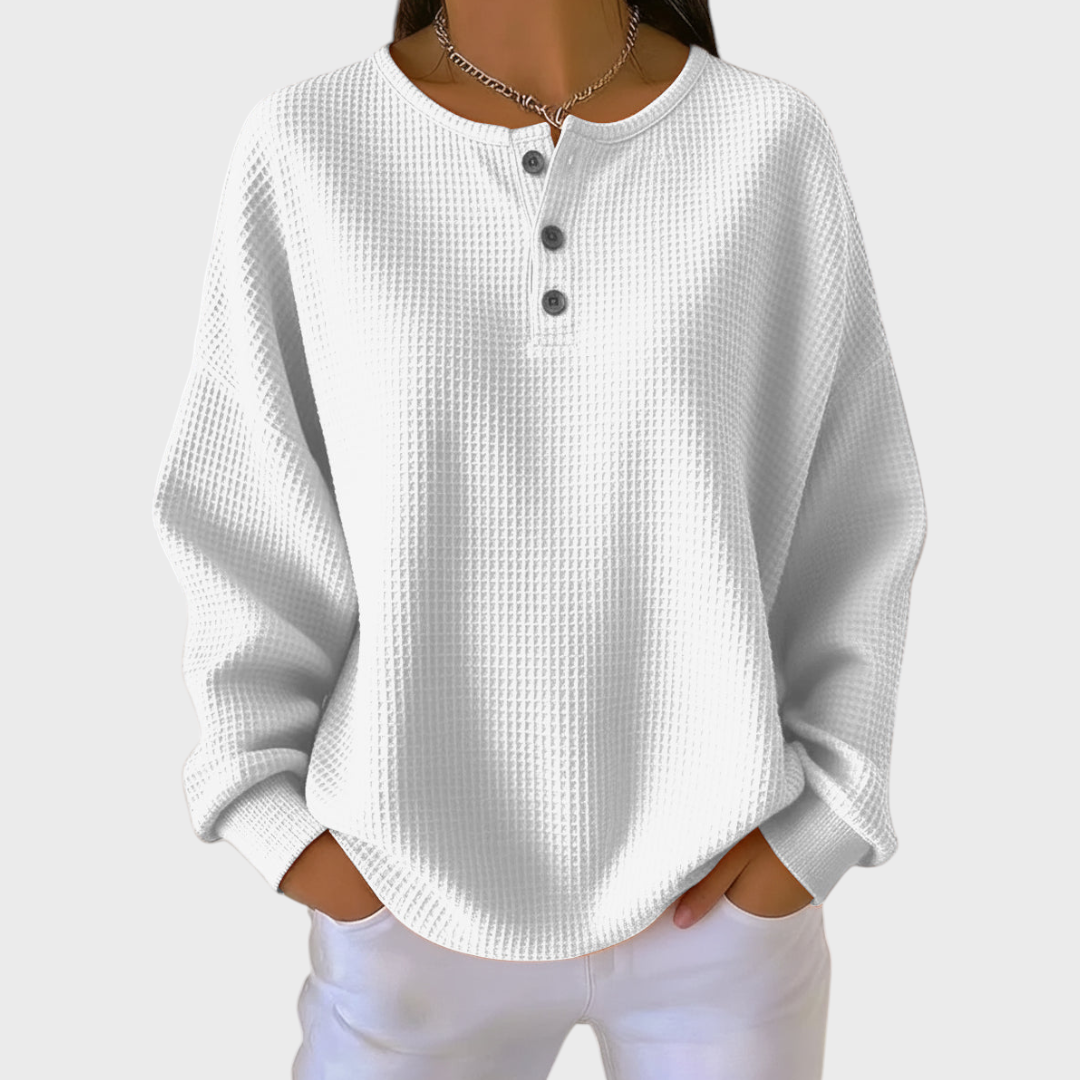 Iris – Solid Colour Waffle-Knit Sweater