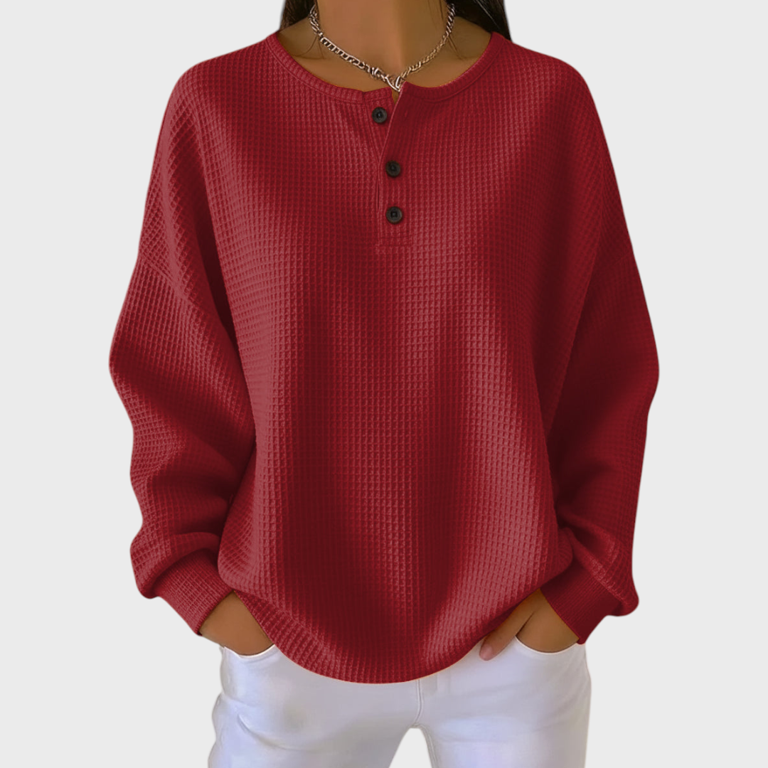 Iris – Solid Colour Waffle-Knit Sweater