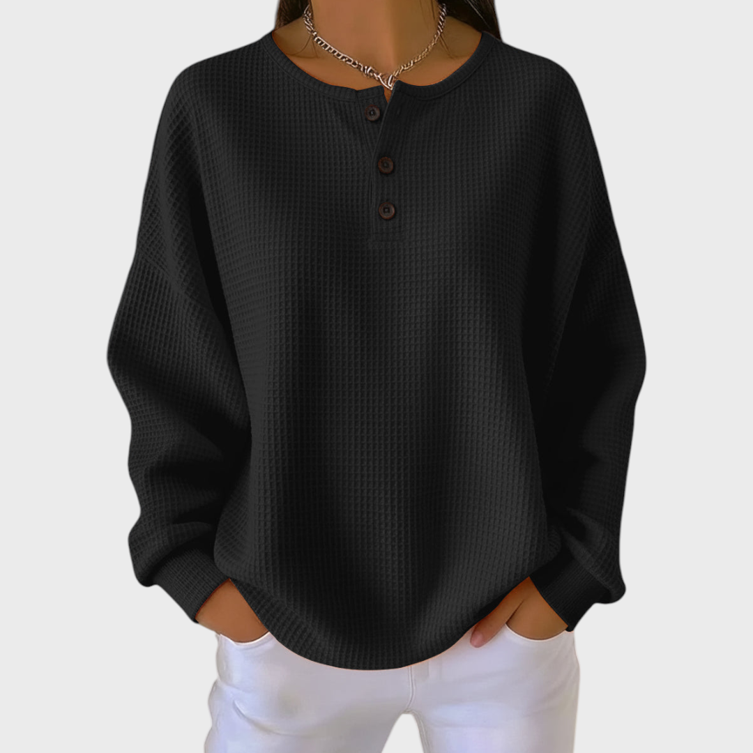Iris – Solid Colour Waffle-Knit Sweater