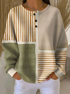 Wendy – Sage & Mustard Patchwork Sweater