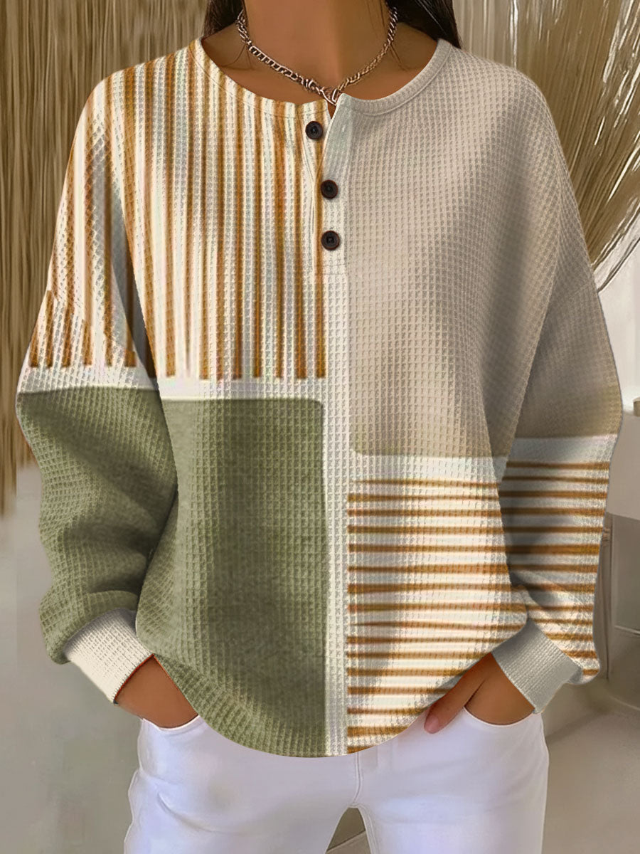 Wendy – Sage & Mustard Patchwork Sweater