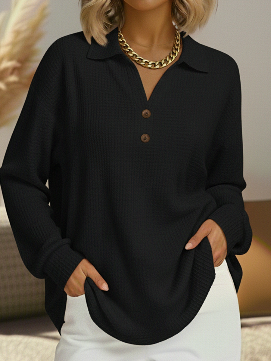 Kathleen – Collared Button Neck Sweater