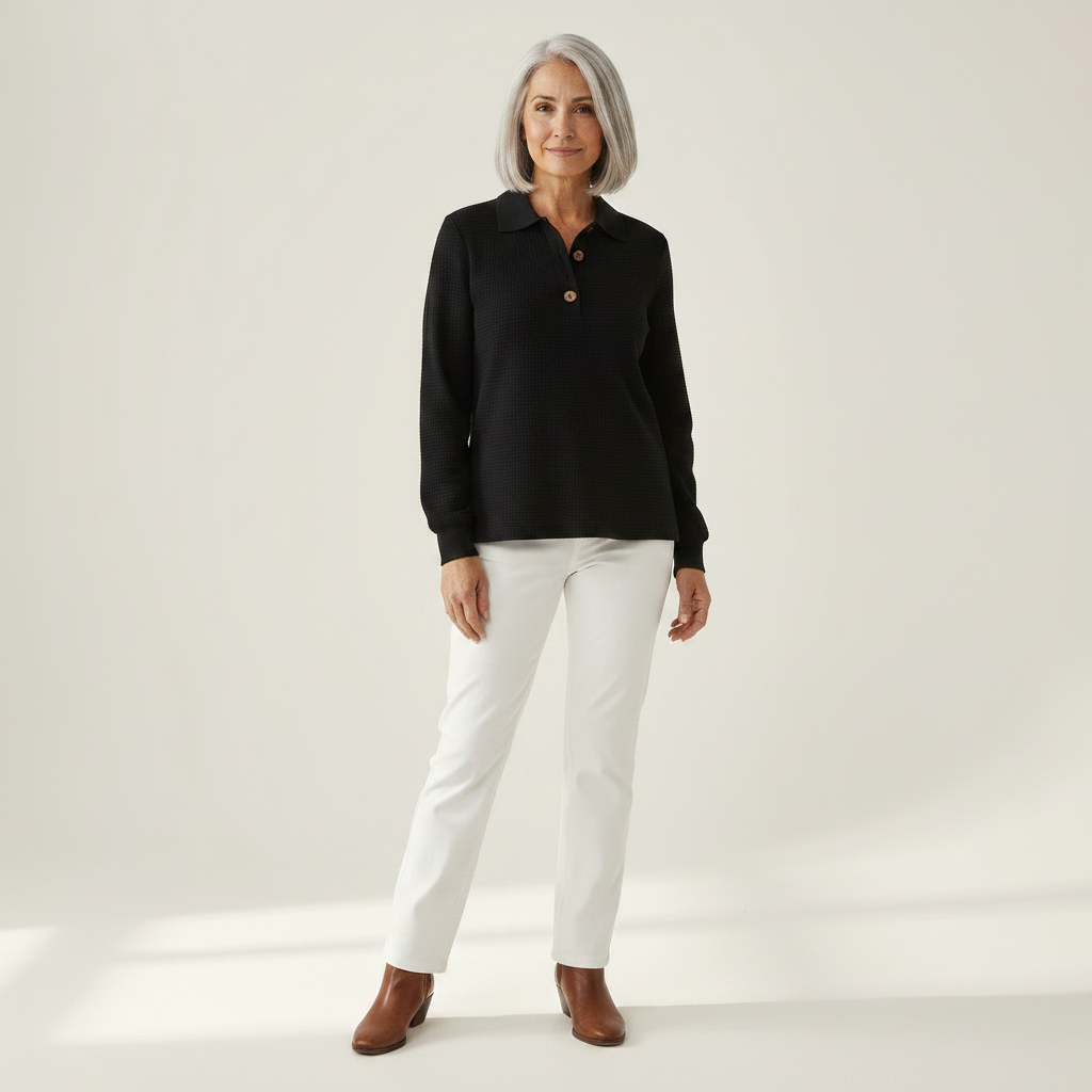 Kathleen – Collared Button Neck Sweater