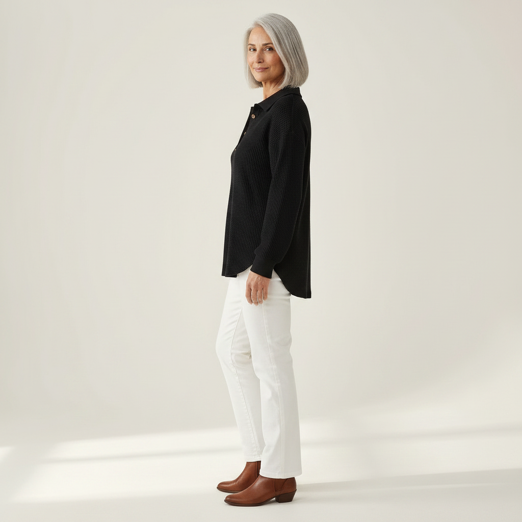 Kathleen – Collared Button Neck Sweater