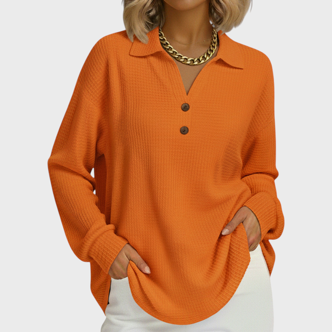 Kathleen – Collared Button Neck Sweater